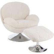 J-Line - Relax Zetel+ Voetbank Metaal/multiplex Creme/zilver - 88.5x83...