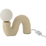 J-Line - Tafel Lamp Gekromd Glas Globe Aardewerk Beige - 22x8x17cm