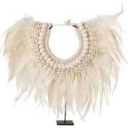 J-Line - Ketting+staander Dora Schelpen/veren Wit Small - 38x11x36cm
