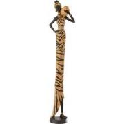 J-Line - Afrikaanse Vrouw Zebra Poly Zwart/bruin - 18x12x82cm