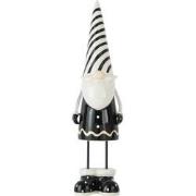 J-Line - Kerstman Staand Strepen Keramiek Zwart/wit Large - 11x11x41cm