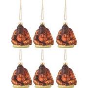 J-Line - Doos Van 6 Kerstballen Gorilla Glas Bruin - 5x7x10cm