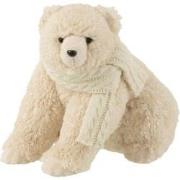 J-Line - Ijsbeer Met Sjaal Zittend Textiel Ecru Medium - 21x28x27.5cm