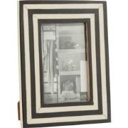 J-Line - Fotokader Rechthoek Plat Lijnen Resine Zwart/wit Small - 17x9...