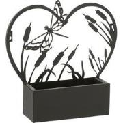J-Line - Wanddeco/bloempot Libel Metaal Zwart - 31x8x30cm