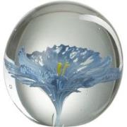 J-Line - Presse Pap Bloem Glas Blauw Large - 10x10x10cm