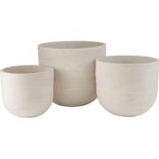 J-Line - Set Van 3 Bloempotten Rond Keramiek Hoog Wit - 50x50x43.5cm