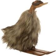 J-Line - Eend Skier Vacht Hout Bruin Small - 29x12x25cm