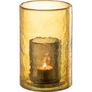 J-Line - Theelichthouder Dubbel Glas Geel Small - 12.5x12.5x20.5cm