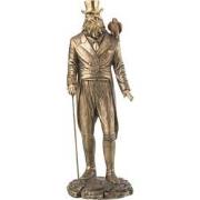 J-Line - Man Vogel Resin Antiek Goud - 13x12.5x37.5cm