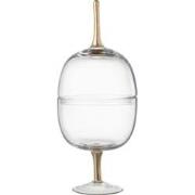 J-Line - Voorraadpot Op Voet Glas Transparant Goud Large - 15x15x38cm