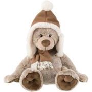 J-Line - Bear+hat Plush Polyester Brown Large - 43x30x43cm