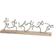 J-Line - Figuur 6lopers Aluminium/hout Zilver/naturel - 67x9x20cm