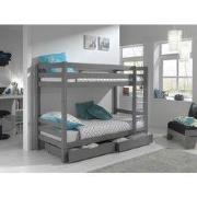 LUCEVI - Pino Stapelbed H160CM + 2 Lades - Grijs - 90x200 cm