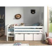 LUCEVI - Pino Halfhoogslaper H85CM + Ladder + Set van 3 Laden - Wit - ...