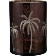 J-Line - Windlicht Palmboom Glas Bruin Xlarge - 17.5x17.5x24cm