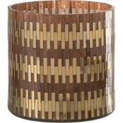 J-Line - Windlicht Chic Glas Bruin/goud Large - 15.5x15.5x15cm