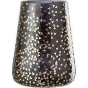 J-Line - Windlicht Driehoek Glas Zwart/goud Extra Large - 17x17x23cm