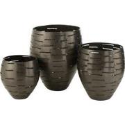 J-Line - Set Van 3 Windlichten Metaal Zwart - 52x43x33cm