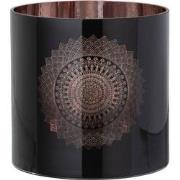 J-Line - Windlicht Boho Glas Zwart/koper Large - 20x20x20cm