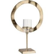J-Line - Windlicht Rond Voet Aluminium Goud Large - 39.5x16.5x63cm