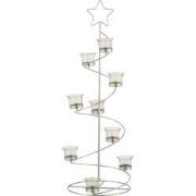 J-Line - Theelichthouder Boom Spiraal Metaal/glas Zilver Large - 27x24...