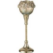 J-Line - Theelichthouder Viane Metaal/glas Goud/brons Medium - 8x5.7x2...
