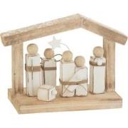 J-Line - Kribbe Minimalistisch Hout Naturel/wit - 25x14x21.5cm