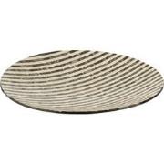 J-Line - Plateau Rond Strepen Zeeschelpen/mdf Zwart/wit - 45x45x6cm
