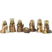 J-Line - Kerststal Scene 7 Delen Resin Bruin/goud - 6x4x4cm