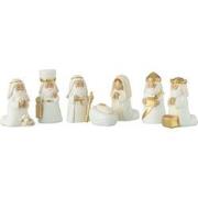 J-Line - Kerststal Scene 7 Delen Resin Wit/goud - 6x4x4cm