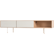 Fina lowboard houten tv meubel whitewash - met mushroom linoleum - 200...
