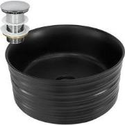 Wastafel incl. zilveren afvoergarnituur zonder overloop Ø 41x18 cm zwa...