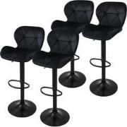 Set van 2 barkrukken 2x zwart fluwelen bekleding met rugleuning en voe...