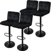 Set van 2 barkrukken 2x zwart fluwelen bekleding met rugleuning en voe...
