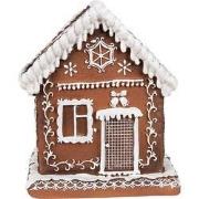 Clayre & Eef Gingerbread house met LED 13x13x15 cm Bruin Kunststof Ker...