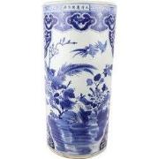 Fine Asianliving Chinese paraplubak keramiek Vaas Blauw Wit Vogels