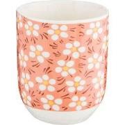 Clayre & Eef Mok  100 ml Roze Porselein Rond Bloemen Theemok
