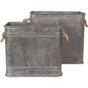 Clayre & Eef Decoratie Zinken Teil Set van 2  Grijs Metaal Vierkant De...