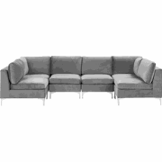 Beliani EVJA - Modulaire Sofa-Grijs-Fluweel