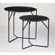 Livingfurn - Bijzettafel Mason Zwart - 52x52x53 - Marmer