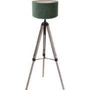 Mexlite - vloerlamp - Triek - zwart - hout velours stof - Ø 75cm - E27...