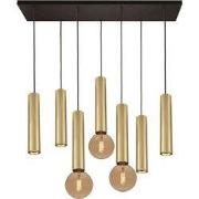 Taboro 7L hanglamp 4xGU10 (excl) 3xE27 (excl) zwart + geborsteld goud
