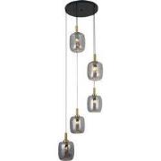 Astrid pendellamp 5xE27 Zwart + 5x as grijs glas Ø180mm