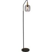 Astrid vloerlamp E27 Zwart + as grijs glas Ø180mm