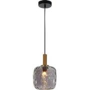 Astrid kleine pendellamp E27 Zwart + as grijs glas Ø150mm