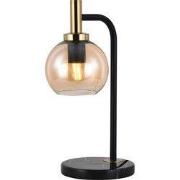 OSIRA Tafellamp E27 Zwart + goud, amber glas Ã˜150mm