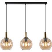 OSIRA Pendel E27 3L Zwart + goud, amber glas 3x Ã˜200mm
