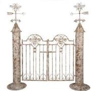 Clayre & Eef Tuinpoort 164x40x172 cm Wit Bruin IJzer Tuindecoratie