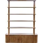 Wandkast Naturel Mangohout - 2 Deurs - 160x40x210cm - Leco